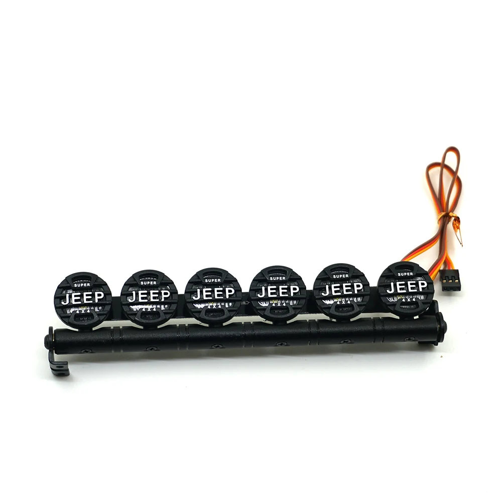 Climbing Car Roof Light (JEEP Word) 6 Lights White SCX10 Metal LED Roof Lamp Light Bar for 1/10 RC Crawler Traxxas
Climbing Car Roof Light (JEEP Word) 6 Lights White SCX10 Metal LED Roof Lamp Light Bar for 1/10 RC Crawler Traxxas