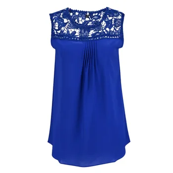 Solid Sleeveless Blouse Chiffon Shirts Women Loose Lace Patchwork Hollow Out Tops Female O-Neck Summer Shirt 5XL Plus Size
Solid Sleeveless Blouse Chiffon Shirts Women Loose Lace Patchwork Hollow Out Tops Female O-Neck Summer Shirt 5XL Plus Size