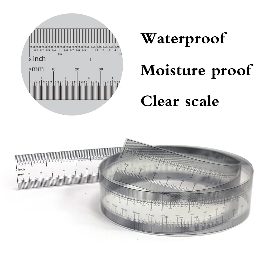 Precision Gauge Transparent Film Ruler Inch: 0-40 Inch Metric: 0-016MM Ruler Centimeter Inch Roll Tape #CL30
Precision Gauge Transparent Film Ruler Inch: 0-40 Inch Metric: 0-016MM Ruler Centimeter Inch Roll Tape #CL30