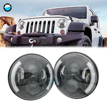 Pair 7 Inch Round LED Headlights Projection Headlight With Angle Eyes Kit For Lada 4x4 Urban Niva Land Rover 90/110 Defender.
Pair 7 Inch Round LED Headlights Projection Headlight With Angle Eyes Kit For Lada 4x4 Urban Niva Land Rover 90/110 Defender.