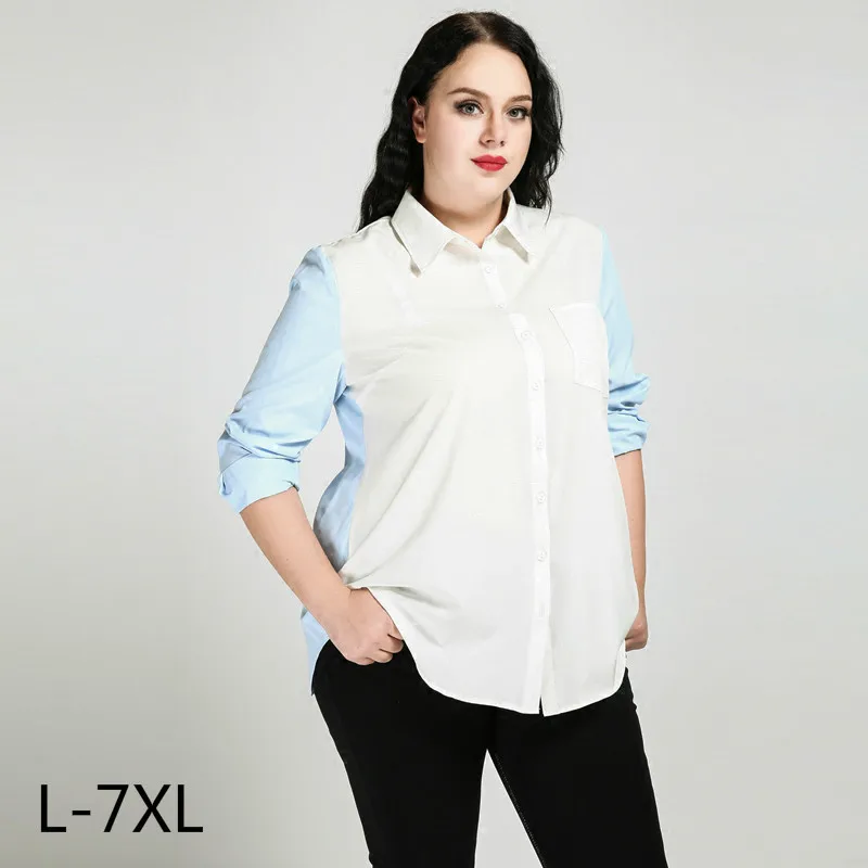 4xl 5xl 6xl Women Shirts And Blouses Plus Size office Lady Blusas Long Sleeve Tops Blue White Button Up Turn-down Collar Blouse
4xl 5xl 6xl Women Shirts And Blouses Plus Size office Lady Blusas Long Sleeve Tops Blue White Button Up Turn-down Collar Blouse