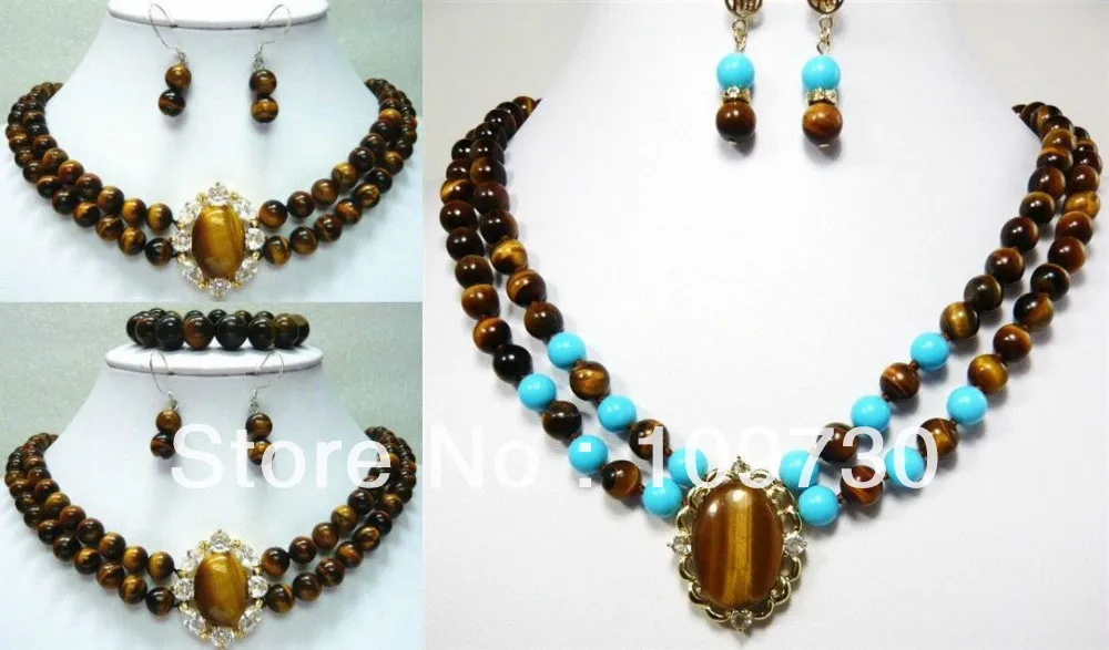Jewelry 00520 3color-noblest 2 row tiger eye stone/turquoise necklace pendant earring/bracelet can choose (A0503)
Jewelry 00520 3color-noblest 2 row tiger eye stone/turquoise necklace pendant earring/bracelet can choose (A0503)