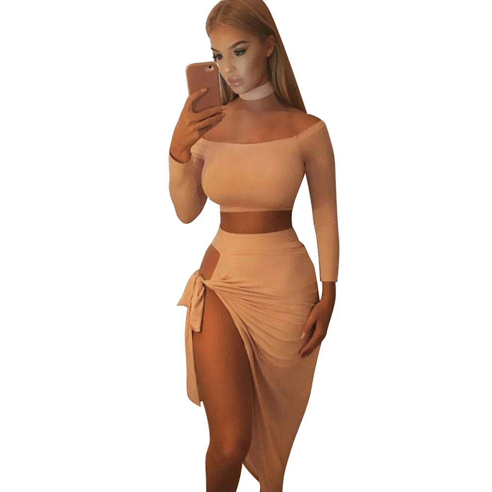 Fashion Sexy Two Piece Women Party Dresses Female Long Sleeve Hollow Out Off Shoulder Dress Slash Neck Hight Waist Bodycon Dress
Fashion Sexy Two Piece Women Party Dresses Female Long Sleeve Hollow Out Off Shoulder Dress Slash Neck Hight Waist Bodycon Dress