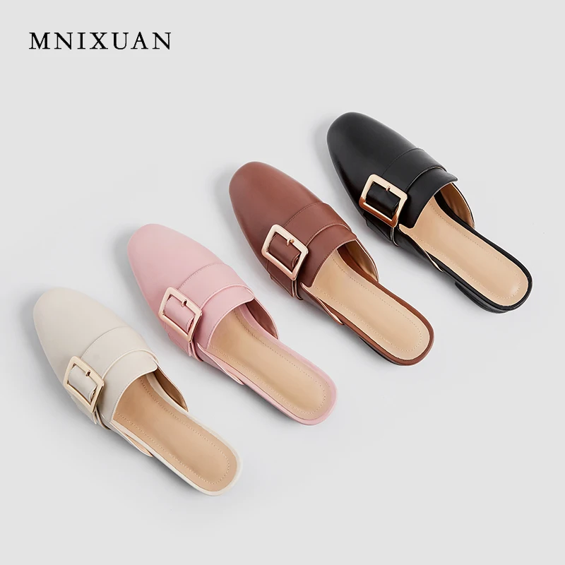MNIXUAN women slippers sandals flats mules 2019 summer new genuine leather round toe buckle slip on casual shoes big size 34-43
MNIXUAN women slippers sandals flats mules 2019 summer new genuine leather round toe buckle slip on casual shoes big size 34-43