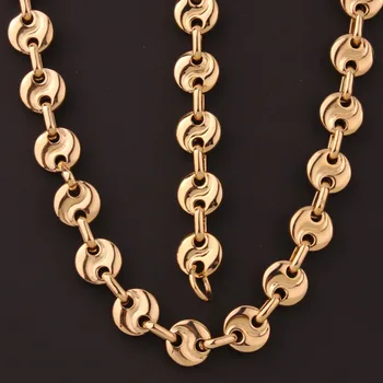 10MM Fashion 316L Stainless Steel Gold Color "S" Shape Coffee Beans Link Chain Mens Women Unisexs Necklace&Bracelet Jewelry Sets
10MM Fashion 316L Stainless Steel Gold Color "S" Shape Coffee Beans Link Chain Mens Women Unisexs Necklace&Bracelet Jewelry Sets