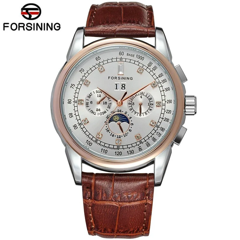 2017 forsining роскошных людей день/неделю moonphase кристалл из нержавеющей стали