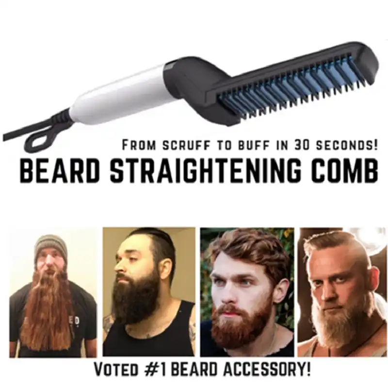 Men Quick Beard Straightener Styler Hot Comb Straightener