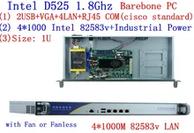 1u firewall roteador rede servidor atom d525 duplo núcleo 1.8 ghz 4 lan 4 * intel 82538 v 1000 m suporte pfsense, wayos, ipfire, etc.(China)