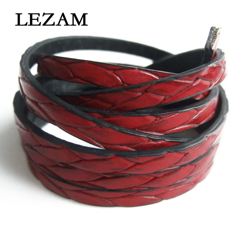 

1.1 Meter 5x2mm Flat Red Surface Pattern PU Leather Cord For Bracelet Making Rope Cord Jewelry Findings Accessories