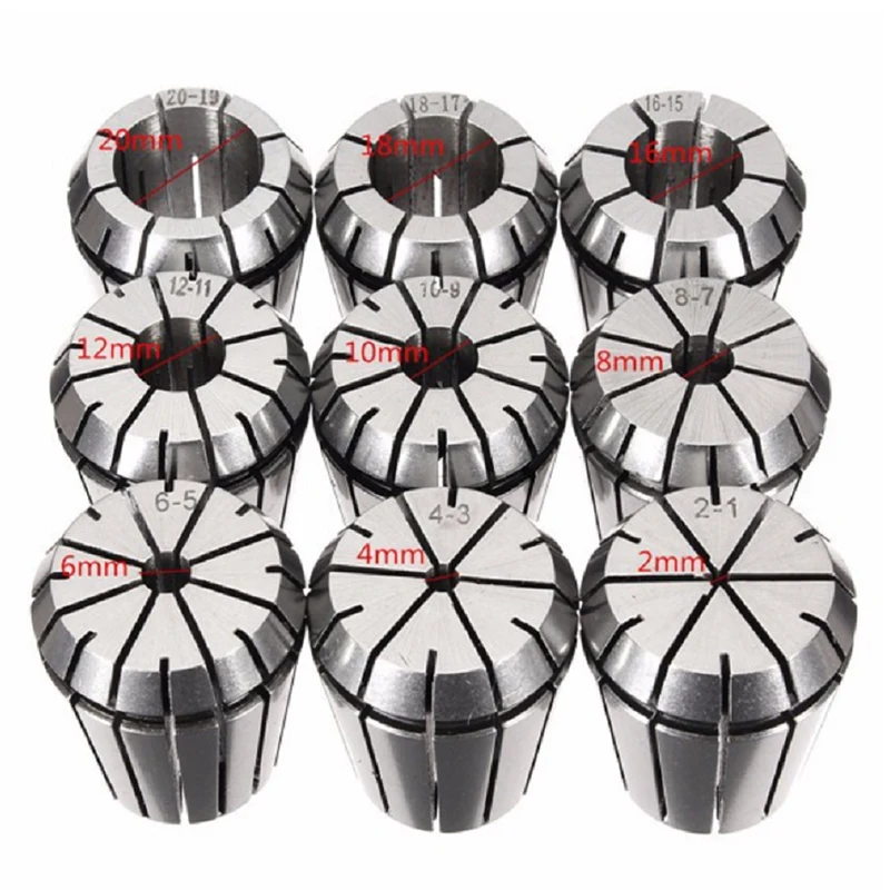 9pcs ER32 Spring Collets Set 2/4/6/8/10/12/16/18/20mm + 1pcs MT3 M12 ER32 Collet Chuck Morse Taper Holder Dropshiping
9pcs ER32 Spring Collets Set 2/4/6/8/10/12/16/18/20mm + 1pcs MT3 M12 ER32 Collet Chuck Morse Taper Holder Dropshiping