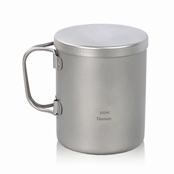 

Keith 300ml Folding Handle Double-wall Titanium Mug With Lid Thermo Cup Health Non-toxic Outdoor Camping Drinkware Copos KS812