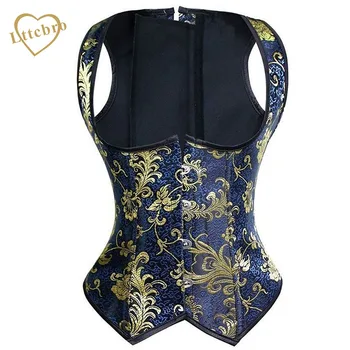Women's Spiral Steel Boned Blue Floral Brocade Waist Cincher Underbust Corset Vest
Women's Spiral Steel Boned Blue Floral Brocade Waist Cincher Underbust Corset Vest