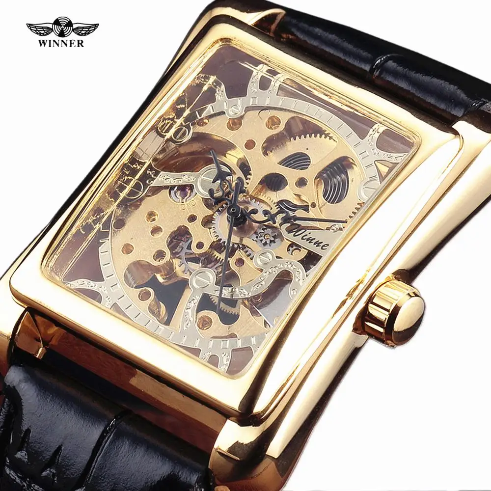 WINNER New Retro Casual Series Rectangle Dial Design Golden Pattern Hollow Skeleton Watch Men Watch Top Brand Luxury Mechanical
WINNER New Retro Casual Series Rectangle Dial Design Golden Pattern Hollow Skeleton Watch Men Watch Top Brand Luxury Mechanical