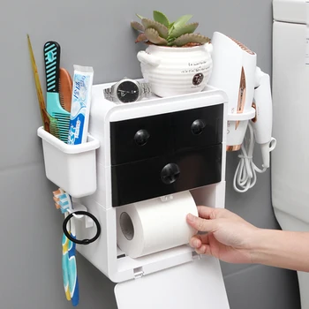 Toilet Paper Holder Bathroom Wall Shelf for Hair Dryer Multi-function Waterproof Toothbrush Holder Paper Box Bathroom Organizer
Toilet Paper Holder Bathroom Wall Shelf for Hair Dryer Multi-function Waterproof Toothbrush Holder Paper Box Bathroom Organizer