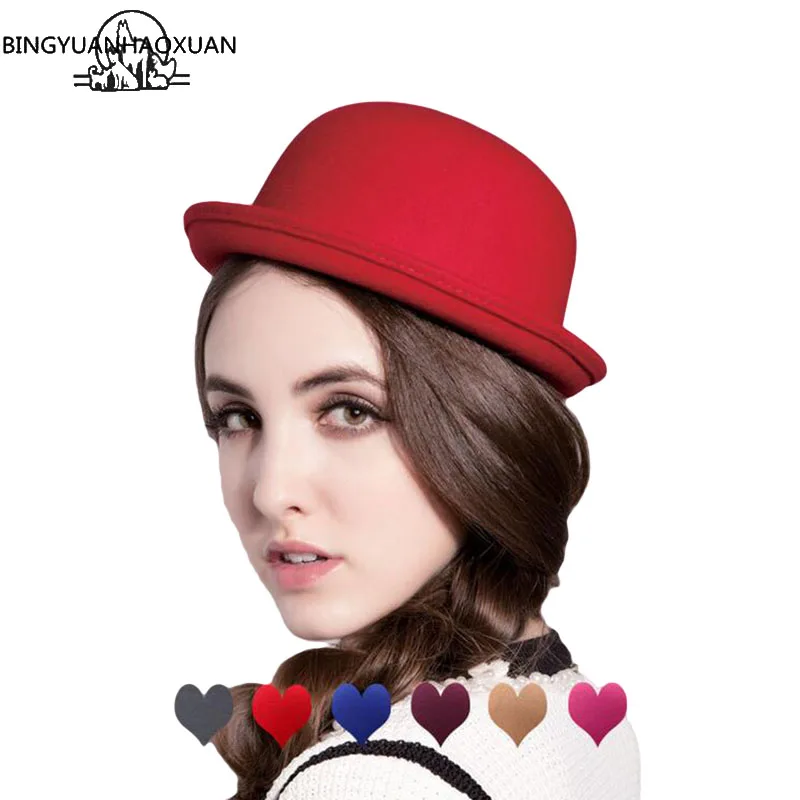 BINGYUANHAOXUAN New Autumn Women Fedora Hat Classical Cap femme Imitation Wool Cap child Hats Cute Solid Black Bowler Hat Female
BINGYUANHAOXUAN New Autumn Women Fedora Hat Classical Cap femme Imitation Wool Cap child Hats Cute Solid Black Bowler Hat Female