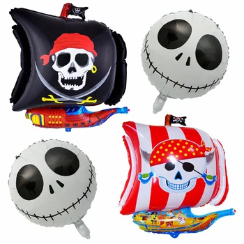 

1pcs caribbean pirate ship skull foil balloon halloween ghost festival decoration campus horror party decoration teen toy Globos