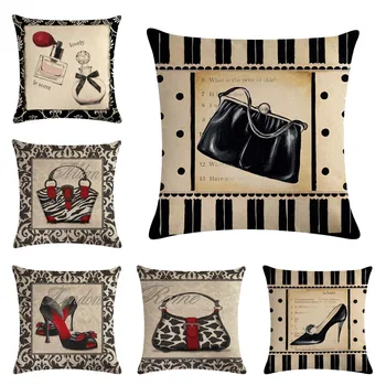 Vintage High-heeled Shoes Perfume Bag Pattern Linen Cotton Decorative Pillow Case Cushion Covering Sofa Seat Car
Vintage High-heeled Shoes Perfume Bag Pattern Linen Cotton Decorative Pillow Case Cushion Covering Sofa Seat Car