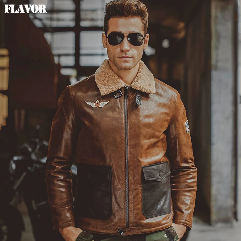 Men's real leather jacket pigskin air force flight jackets Genuine Leather Aviator jacket winter warm coat men bomber jackets
Men's real leather jacket pigskin air force flight jackets Genuine Leather Aviator jacket winter warm coat men bomber jackets