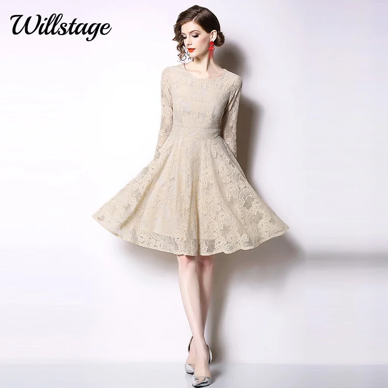 Willstage Party Lace Dress Floral Waist Slim Elegant Long Sleeve Hollow out Vintage Pleated Jacquard 2019 Spring Autumn Vestidos 
Willstage Party Lace Dress Floral Waist Slim Elegant Long Sleeve Hollow out Vintage Pleated Jacquard 2019 Spring Autumn Vestidos