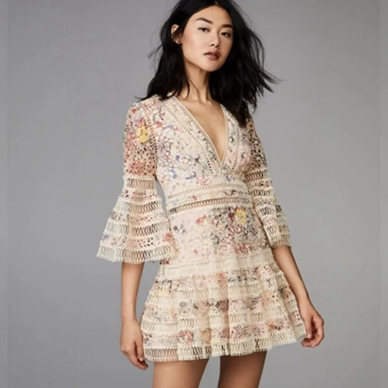 New self portrait 2019 Women Summer fashion Designer Runway V neck Lace Embroidery Casual party Mini Dress Female vestido
New self portrait 2019 Women Summer fashion Designer Runway V neck Lace Embroidery Casual party Mini Dress Female vestido
