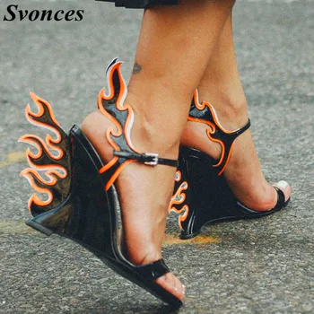 Fashion Week Fetish Heels Flame Patent Leather Wedge Sandals Women Street Style High Heel Sandals Summer Shoes Large Size 43
Fashion Week Fetish Heels Flame Patent Leather Wedge Sandals Women Street Style High Heel Sandals Summer Shoes Large Size 43