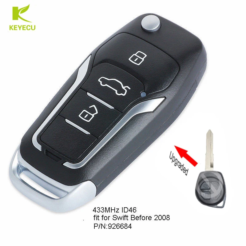 KEYECU Replacement Upgraded Flip Remote Key Fob 433MHz ID46 for Suzuki Swift Grand Vitara 2000- 2008 Euro P/N:926684
KEYECU Replacement Upgraded Flip Remote Key Fob 433MHz ID46 for Suzuki Swift Grand Vitara 2000- 2008 Euro P/N:926684