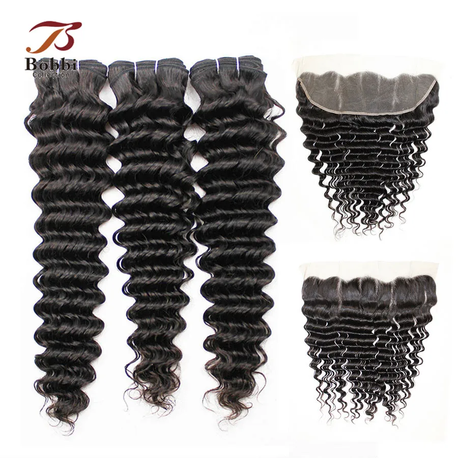 BOBBI COLLECTION Peruvian Deep Wave Bundles With Frontal Human Hair Weave Ear to Ear Lace Frontal Non Remy Hair Extension
BOBBI COLLECTION Peruvian Deep Wave Bundles With Frontal Human Hair Weave Ear to Ear Lace Frontal Non Remy Hair Extension