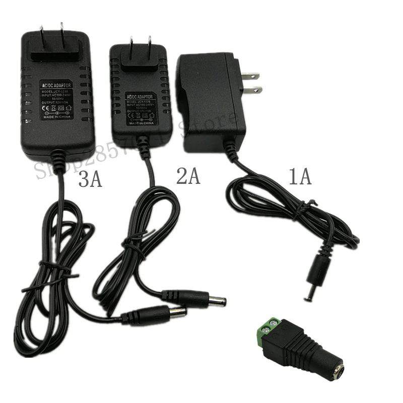 DC12V US/EU Adapter AC100-240V Lighting Transformers DC12V 1A / 2A / 3A Power Supply for LED Strip+connector
DC12V US/EU Adapter AC100-240V Lighting Transformers DC12V 1A / 2A / 3A Power Supply for LED Strip+connector