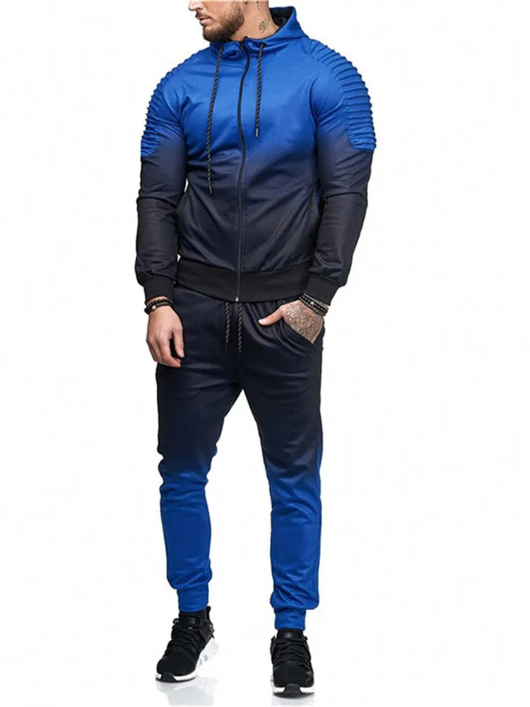 New fashion men's hooded sweatshirt fashion gradient slim zipper men's casual suit hot style men'sgradient stripe top + pantsuit
New fashion men's hooded sweatshirt fashion gradient slim zipper men's casual suit hot style men'sgradient stripe top + pantsuit
