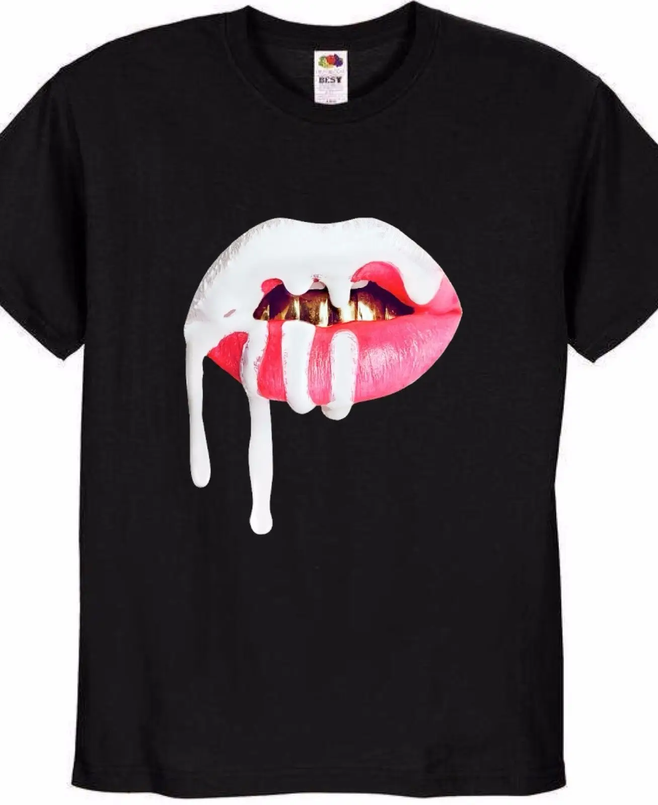 

KYLIE JENNER MENS T-SHIRT LIPS BLACK TOP - BRAND NEW KARDASHIAN HIGH QUALITY Tee Shirt Hipster Harajuku Brand Clothing T Shirt