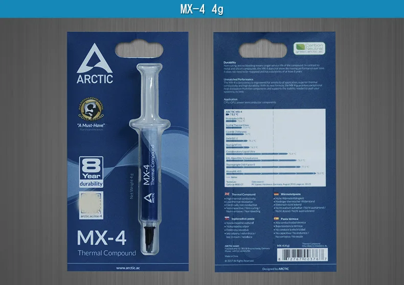 MX-4 4g AMD Intel processor CPU Cooler Cooling Fan Thermal Grease VGA Compound Heatsink Plaster paste
MX-4 4g AMD Intel processor CPU Cooler Cooling Fan Thermal Grease VGA Compound Heatsink Plaster paste