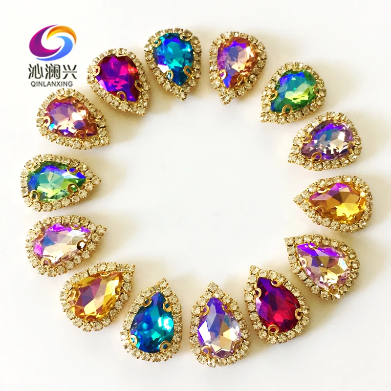 10pcs/lot AB color Golden bottom Top grade Glass Crystal buckle,Drop shape sew on rhinestones for Diy wedding decoration
10pcs/lot AB color Golden bottom Top grade Glass Crystal buckle,Drop shape sew on rhinestones for Diy wedding decoration