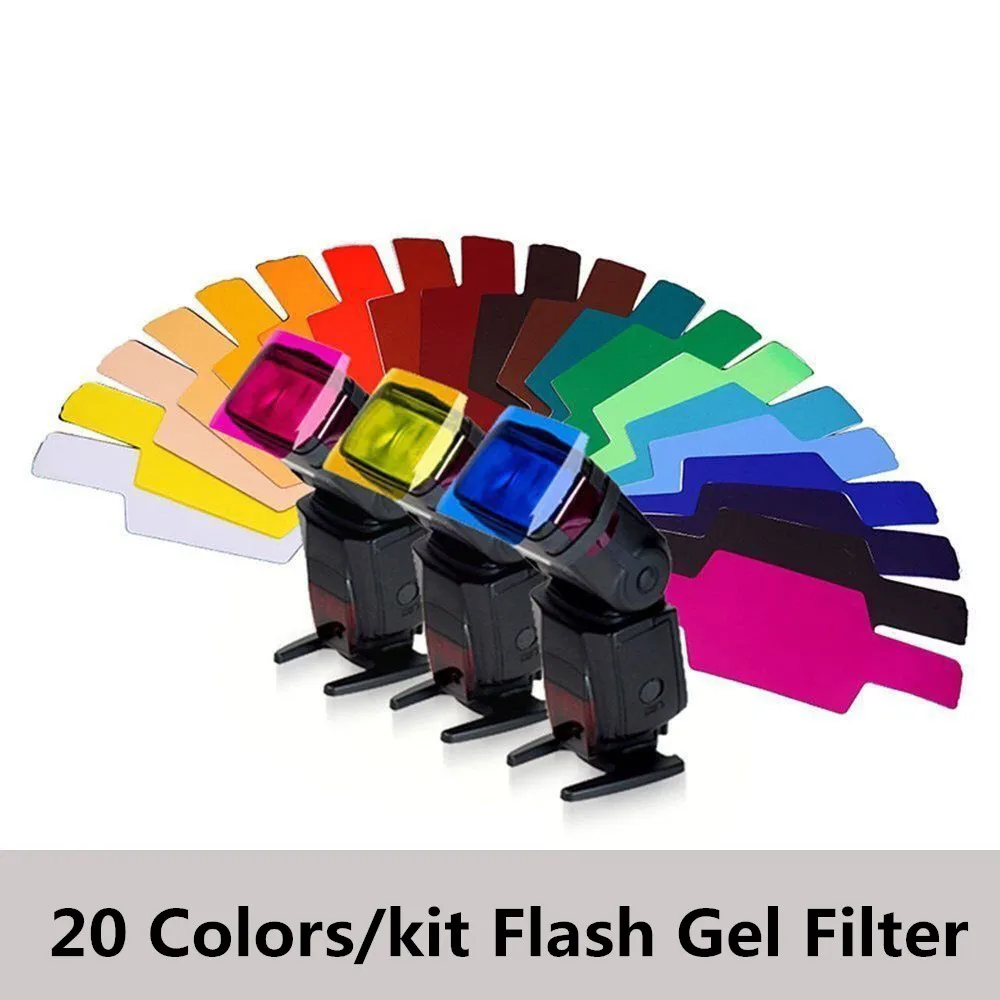 

20 Colors kit Photographic Color Gels Filter Card Lighting Diffuser for Canon Nikon Yongnuo Godox Nissin VILTROX Flash Speedlite