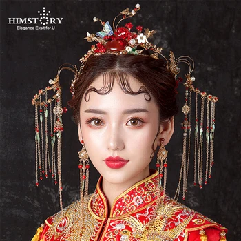 HIMSTORY Oriental Chinese Retro Wedding Bridal Hair Accessories Vintage Red Long Tassel Pageant Phoneix Coronet Hairwear
HIMSTORY Oriental Chinese Retro Wedding Bridal Hair Accessories Vintage Red Long Tassel Pageant Phoneix Coronet Hairwear