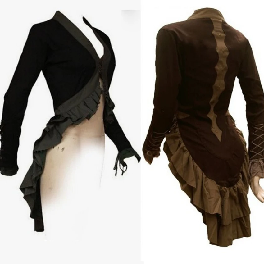 Women Lace High Low Coat Black Steampunk Victorian Style Gothic Jacket Medieval Noble Court Princess Dress Cosplay Clothes Hot
Women Lace High Low Coat Black Steampunk Victorian Style Gothic Jacket Medieval Noble Court Princess Dress Cosplay Clothes Hot
