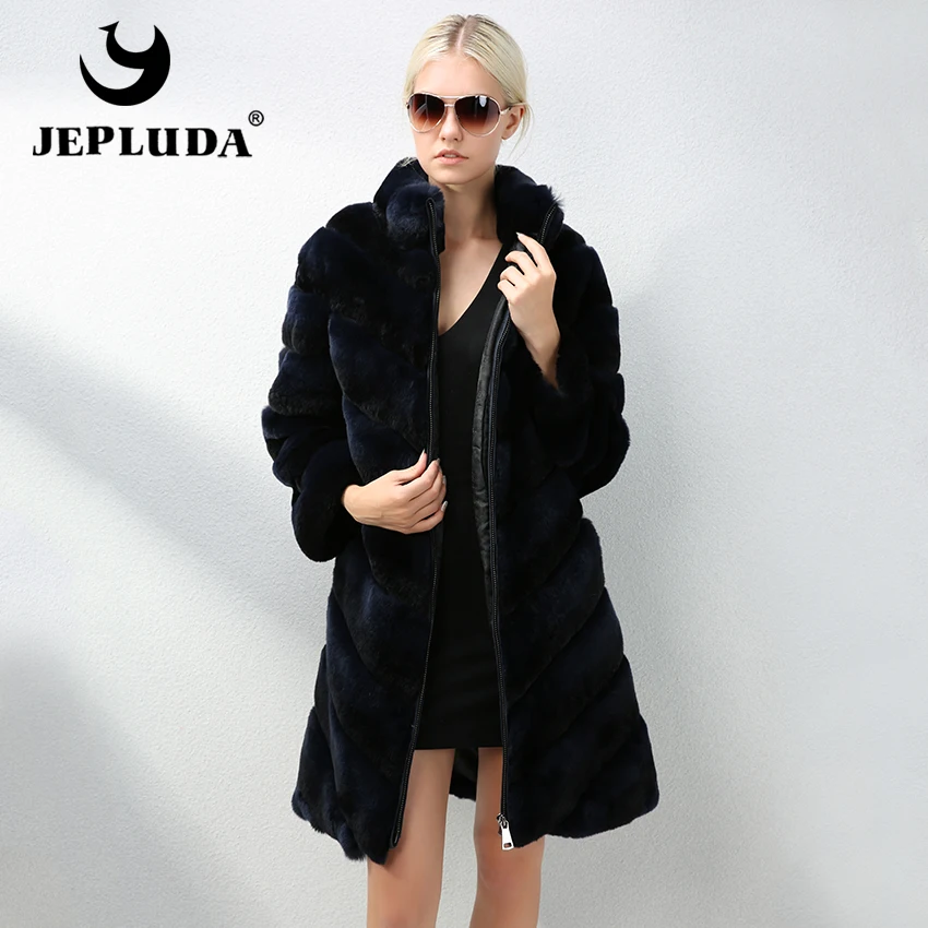 JEPLUDA New Fashion Women Natural Real Rex Rabbit Fur Coat Long Zipper Thick Warm Real Fur Coat Latest Color Winter Fur Jacket 
JEPLUDA New Fashion Women Natural Real Rex Rabbit Fur Coat Long Zipper Thick Warm Real Fur Coat Latest Color Winter Fur Jacket