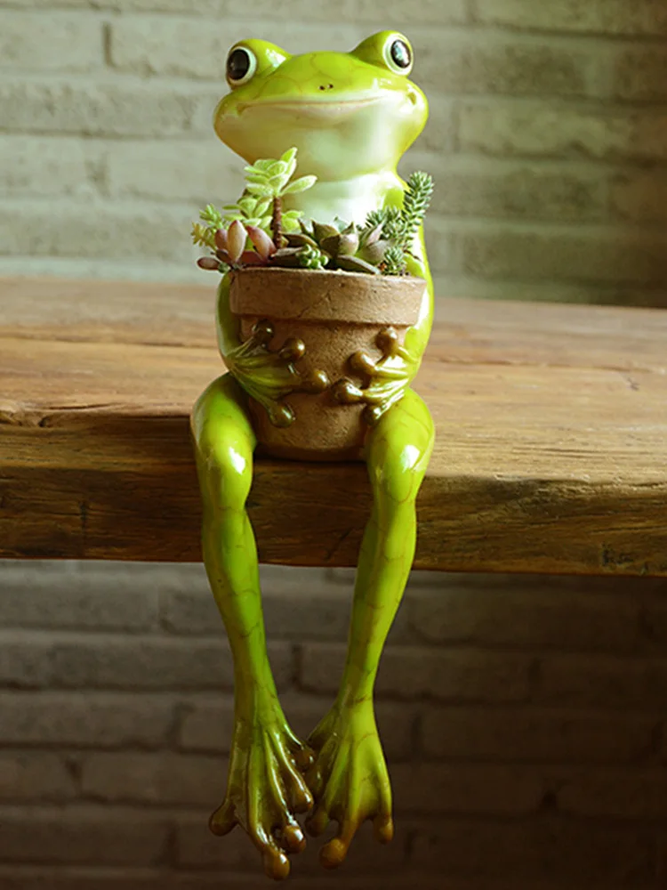 

Original Design Cute Resin Frog Flowerpot Succulent Plants Vase Ornaments Home Desktop Furnishing Crafts Garden Figurines Decor