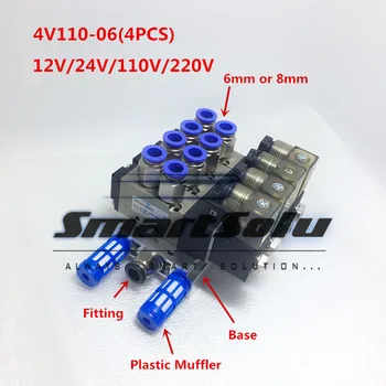 Free shipping 4V110-06 x4 Solenoid Air Valve Set 5port 2position 1/8" BSP Connected Base Muffler Fitting
Free shipping 4V110-06 x4 Solenoid Air Valve Set 5port 2position 1/8" BSP Connected Base Muffler Fitting