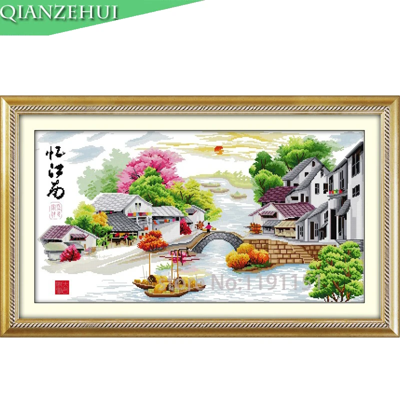 QIANZEHUI,Needlework,DIYscenery Cross stitch,Sets For Embroidery , Water village in dream Counted Cross-Stitching,Wall Decro
QIANZEHUI,Needlework,DIYscenery Cross stitch,Sets For Embroidery , Water village in dream Counted Cross-Stitching,Wall Decro