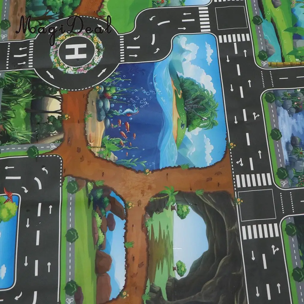 Dinosaur World Traffic Road Carpet Playmat Rug For Cars & Train Game Toys Baby Children Educational Play Mat For Play Game