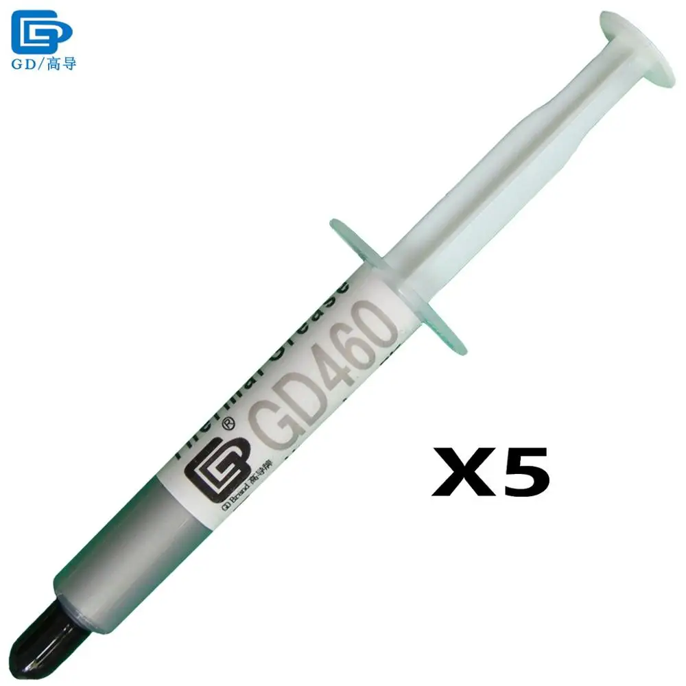 GD Brand Thermal Conductive Grease Paste Silicone Plaster GD460 Heat Sink Compound 5 Pieces Silver Net Weight 3 Grams New SY3
GD Brand Thermal Conductive Grease Paste Silicone Plaster GD460 Heat Sink Compound 5 Pieces Silver Net Weight 3 Grams New SY3
