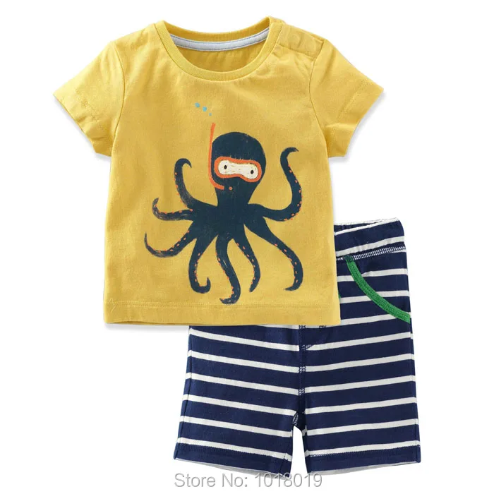 New 2018 Brand 100% Cotton Summer Baby Boys Clothes Set 2pcs Children Clothing Suit Bebe Kids Short Sleeve Clothes Set Baby Boys 137