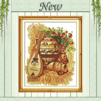 Clay pot and guitar,11CT counted print on cloth DMC 14CT Cross Stitch kit,embroider needlework Set,flower vase Crafts Home Decor
Clay pot and guitar,11CT counted print on cloth DMC 14CT Cross Stitch kit,embroider needlework Set,flower vase Crafts Home Decor