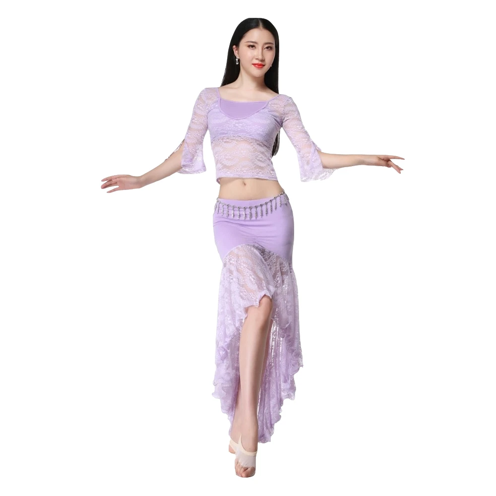 Elegant Women Belly Dancing Clothes Floral Lace Stretch Top and Skirt Flare Sleeves Bellydance Class Wear for Girls
Elegant Women Belly Dancing Clothes Floral Lace Stretch Top and Skirt Flare Sleeves Bellydance Class Wear for Girls