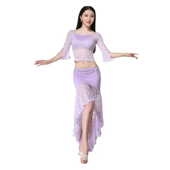 Elegant Women Belly Dancing Clothes Floral Lace Stretch Top and Skirt Flare Sleeves Bellydance Class Wear for Girls
Elegant Women Belly Dancing Clothes Floral Lace Stretch Top and Skirt Flare Sleeves Bellydance Class Wear for Girls