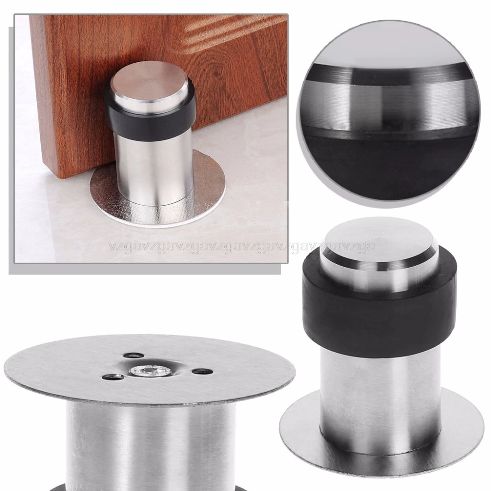 Door Stops Anti-Collision Stainless Steel Rubber Stopper Round Floor Mounted New Au11 Dropship