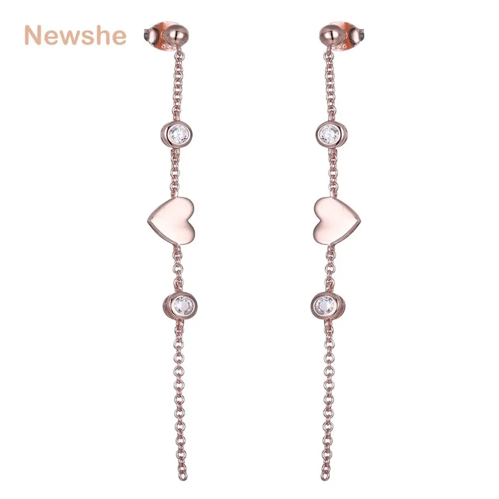 Newshe Heart Shape Long Dangle Drop Earrings 925 Sterling Silver Rose Gold Color 1 Carat AAA Cubic Zirconia Earrings For Women
Newshe Heart Shape Long Dangle Drop Earrings 925 Sterling Silver Rose Gold Color 1 Carat AAA Cubic Zirconia Earrings For Women
