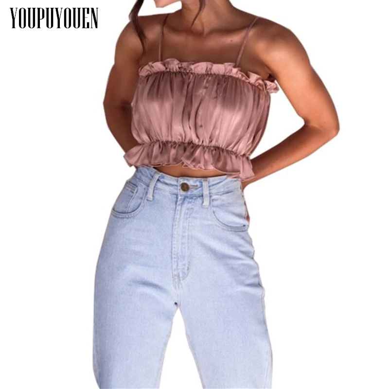 2019 Women's Camis Vest Sexy Pleated Ruffle Tube Top Spaghetti Strap Party Black Red Crop Tops Summer Ladies Camisole For Girls
2019 Women's Camis Vest Sexy Pleated Ruffle Tube Top Spaghetti Strap Party Black Red Crop Tops Summer Ladies Camisole For Girls