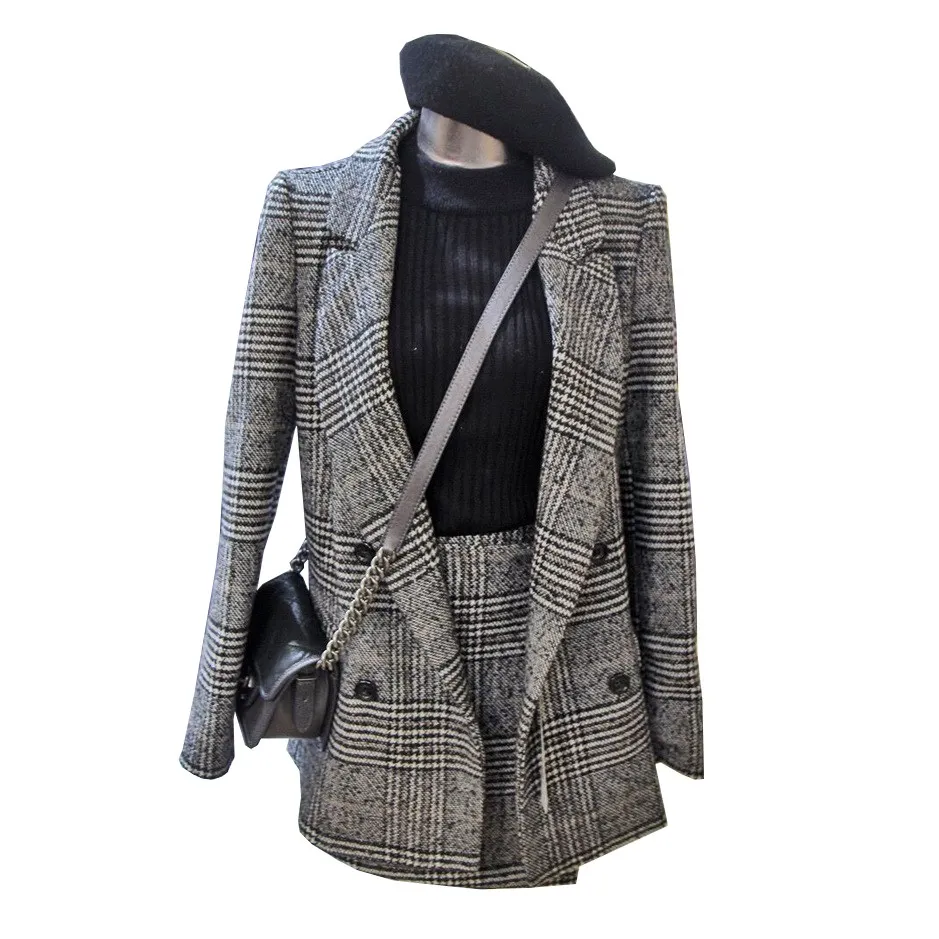 2019 Spring Autumn Office Lady Plaid Suit Jacket Double Breasted Blazer Coat High Waist Skirt Women Two Piece Skirt Set
2019 Spring Autumn Office Lady Plaid Suit Jacket Double Breasted Blazer Coat High Waist Skirt Women Two Piece Skirt Set