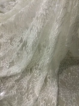 

best quality SYJ-1242 african lace fabric african tulle lace fabric with sequins 5yard french net lace